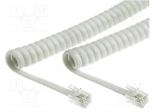 [TEL4C01TWHTME] Cable teléfono 4 hilos espiral 1 metro. Mod. TEL4C01TIV