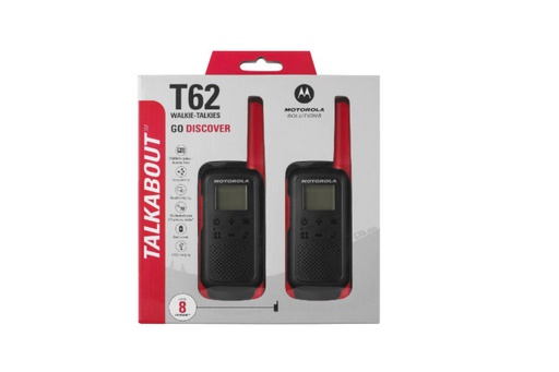 [TLKRT62REDMOTO] Pareja de walkie talkies 8km Motorola rojo. Mod. TLKR T62 rojo