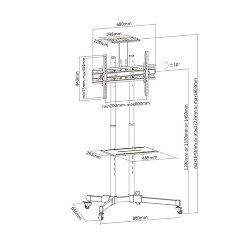 [TMSLC324FSK] Soporte suelo TV 37" a 70" 50kg. Mod. CR0661