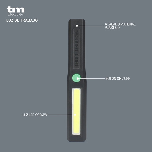 [TMTOR032FSK] Linterna portátil 3W cob LED Tm Electron. Mod. TMTOR032