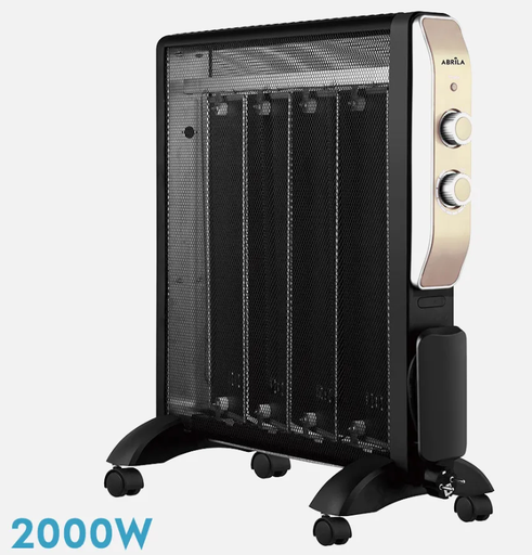 [202012016FAB] Radiador De Mica Abrigo 2000w 4elementos Negro/oro. Mod. 202012016