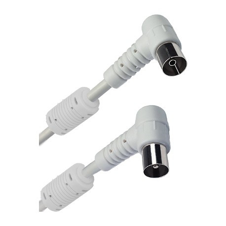 [TV4000025DIM] Conexión TV macho a TV hembra acodada 1,5m blanca. Mod. CTA15BF370071.5B