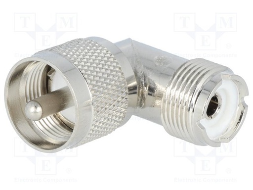 [UHF306] Adaptador de PL (UHF) macho a PL (UHF) hembra en codo 90º UHF306