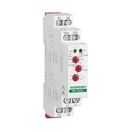 [WE9583DAY] Relé de nivel para control de pozo o depósito carril din AC/DC 24-240V. Mod. WE-9583