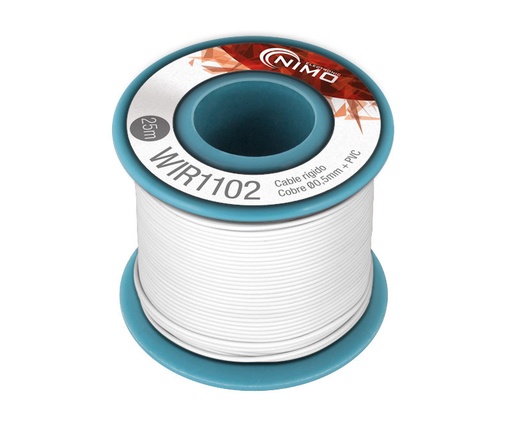 [WIR1102ELM] Cable rígido 0,5mm, cobre estañado, Blanco 25m. Mod. WIR1102