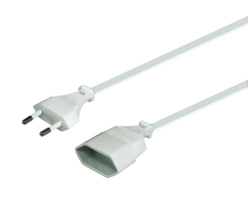 [23198ELK] Prolongador de red Europa 4,0mm macho - hembra Blanca 2mts. Mod. 430025G