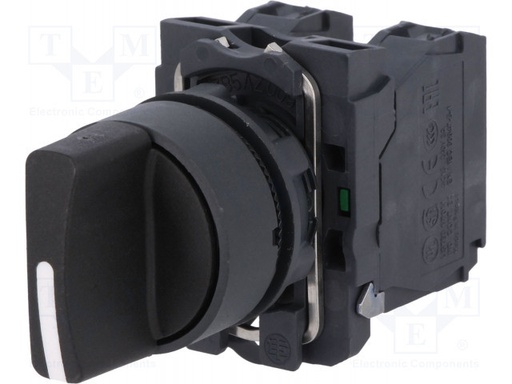 [XB5AD33] Interruptor rotativo 3 posiciones NA x2 3A/240VCA 22mm negro Telemecanique. Mod. XB5 AD33