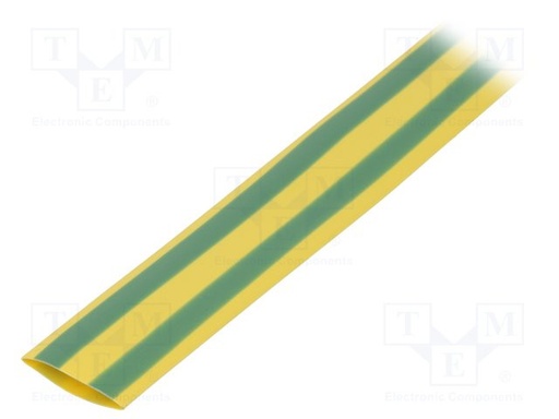 [XBPT12.7AVVDR] Tubo termorretractil 12.7 mm Amarillo Verde (tierra) 1 metro. Mod. XBPT-12.7AV