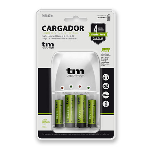 [TMBCR010] Cargador de pilas AA/AAA + 4 pilas recargables. Mod. TMBCR010