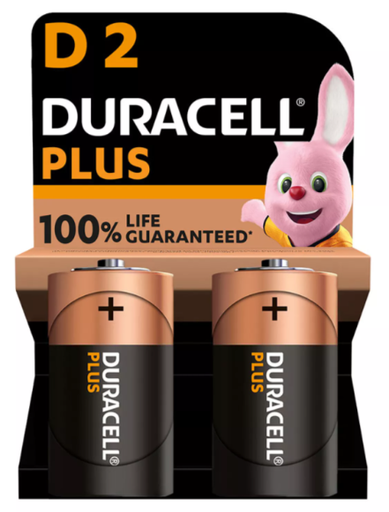 [38003ELK] Pila alcalina plus power 1.5V tipo D Duracell Blíster 2 unidades. Mod. LR20