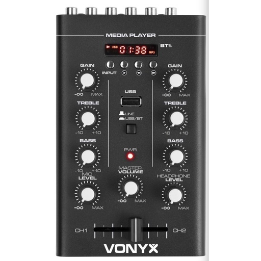 [STM500BT] Mesa de mezclas 2 canales Bluetooth MP3 Vonyx. Mod. STM500BT
