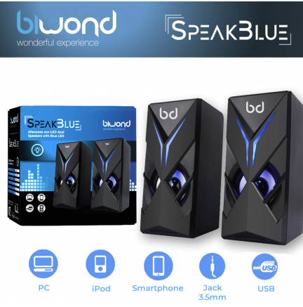 [BW0093ENU] Altavoces Gaming LED Azul 3WX2 SpeakBlue Biwond. Mod. BW0093