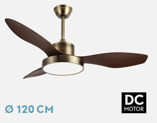 [128591336FAB] Ventilador de techo 120cm 48W motor DC CCT Hayate cuero roble. Mod. 128591336