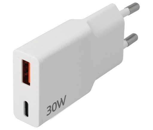 [CAR434ELM] Cargador rápido USB Tipo-C PD/QC + USB-A QC 30W. Mod. CAR434