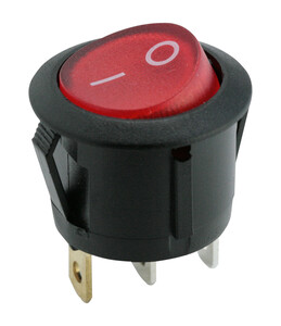 [11478IL12] Interruptor redondo rojo luminoso 12VDC 6A 250V. Mod. 11.478.IL/12