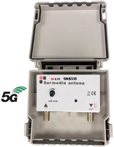 [SMB335SUR] Amplificador de Mástil 30db filtro 5G Surmedia. Mod. SMB-335