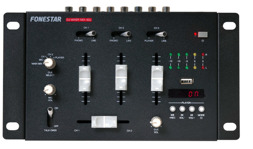 [MIX3DJFON] Mesa de mezclas 3 canales estéreo y 1 micro BT Fonestar. Mod. MIX-3DJ