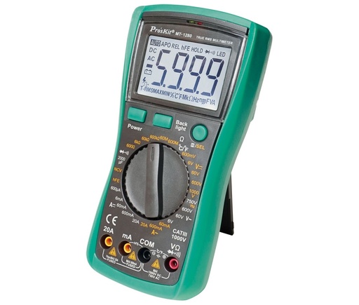 [MUL1280ELM] Multímetro digital de 3 1/2 dígitos CAT III 1000V. Mod. MT-1280