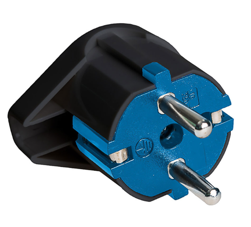 [40110ELK] Clavija schuko salida lateral 16A 250V T/TL 4,8mm negra SOLERA. Mod. 6566N