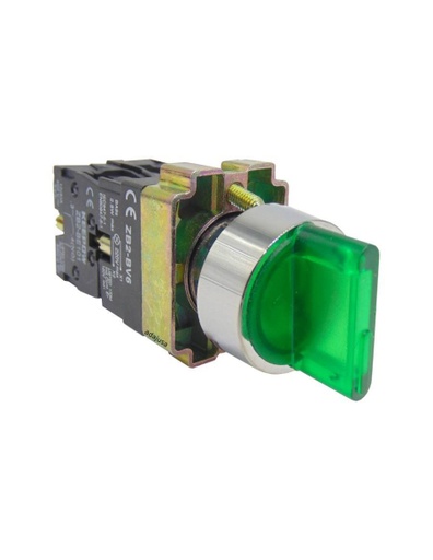 [3SA8BK2365SAS] Selector metálico 2 posiciones luminoso Led verde 230V 1NA+1NC. Mod. 3SA8-BK2365