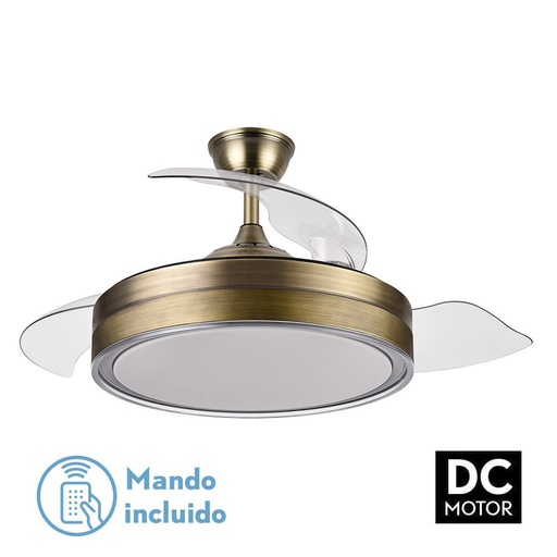 [165591414FAB] Ventilador techo aspas retráctiles 72W cuero 107cm Criador. Mod. 165591414