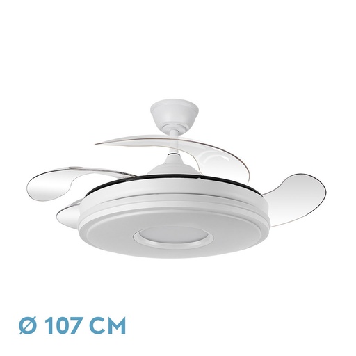 [165391401FAB] Ventilador de techo aspas retráctil 59W motor DC CCT DANI blanco. Mod. 165391401
