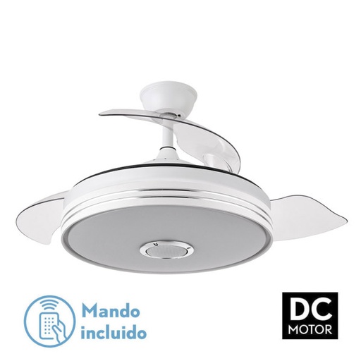 [142791401] Ventilador de techo aspas retráctil 72W motor DC CCT Bluetooth Matanuska blanco. Mod. 142791401