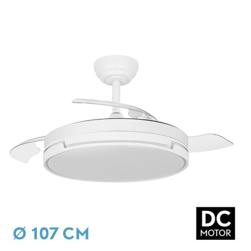 [212591301] Ventilador techo aspas retráctiles 59W blanco 107cm Papiro. Mod. 212591301