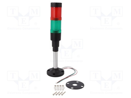 [HBJD40DZA2RG24B] Columna de señalización LED 24VDC/AC rojo/verde Ø 40mm. Mod. HBJD-40/DWA/2/RG/24AC/DC/B