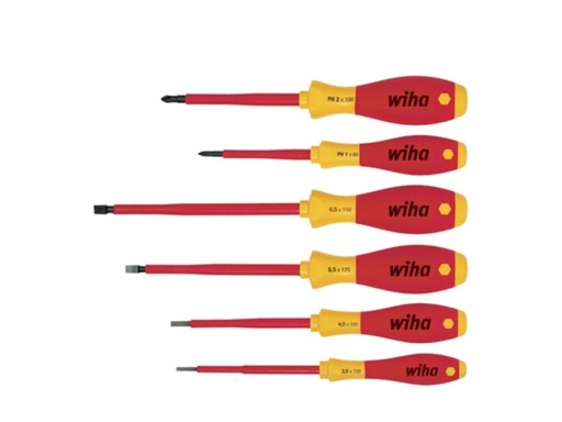 [WH00833] Juego de destornilladores Softfinish planos y Philips 6 unidades Wiha. Mod. WH00833