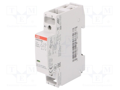 [1SBE121111R1420] Contactor modular 12VDC/AC 2P 20A ABB. Mod. ESB20-20N-14