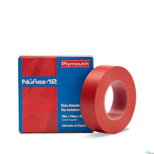 [21005084] Cinta aislante roja 20mx19mm NUÑEZ. Mod. NUÑEZ12RJ