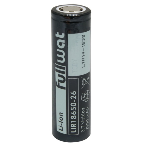 [LIR1865026FUL] Batería recargable cilíndrica de Li-Ion. 3,7Vdc / 2,600Ah FULLWAT. Mod. LIR18650-26