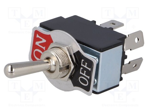 [R1328F01] Interruptor de palanca bipolar OFF-ON faston 20A 12VDC. Mod. R13-28F-01